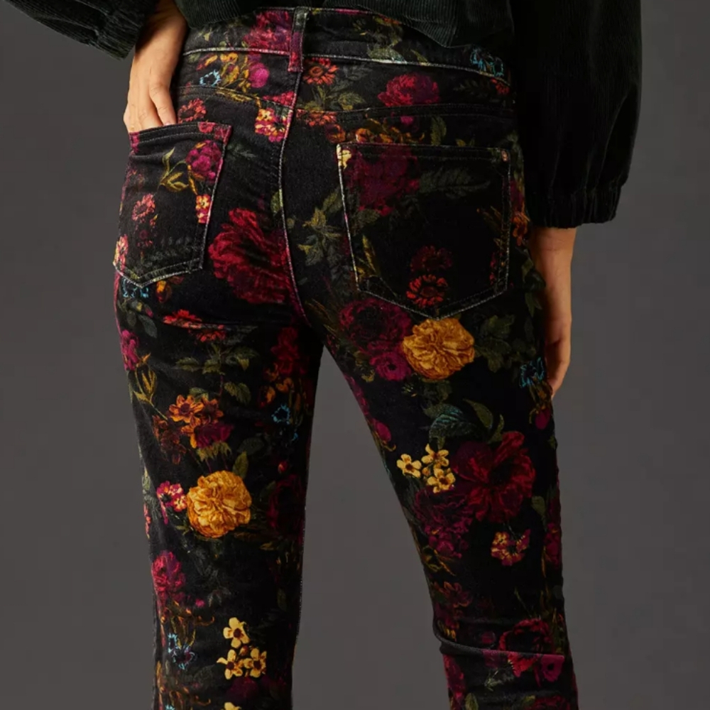 Pilcro Midrise Velvet Floral Skinny Jeans - Picture 4 of 11